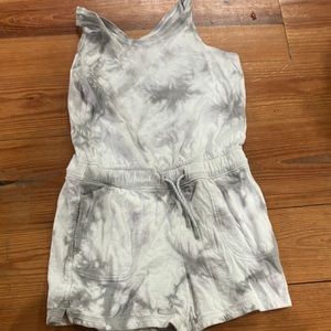 Athleta girl romper tie dye white and gray